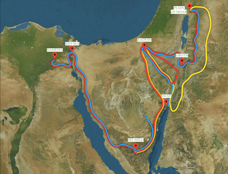 israel journey out of egypt map